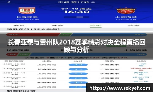 长春亚泰与贵州队2018赛季精彩对决全程直播回顾与分析